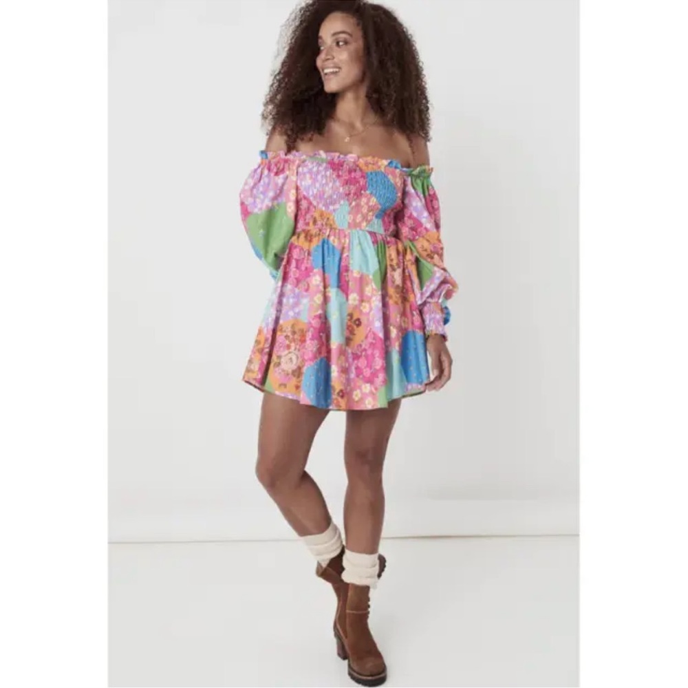 Trade/sell Spell Freda shirred mini dress XS 🌺💖🌈 - Picture 2 of 6